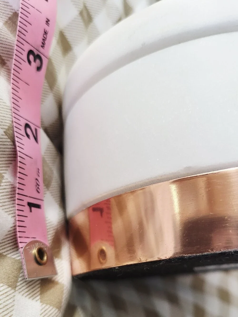 William Sonoma Round White Marble Salt & Pepper Keeper With Copper Base